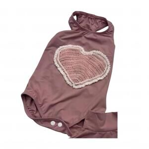 NEW PLANET SEA girl's crochet heart one piece in pink